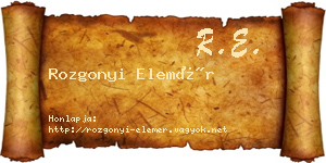 Rozgonyi Elemér névjegykártya